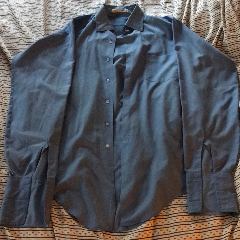 Tall Man Blue Cufflinks Dress Shirt